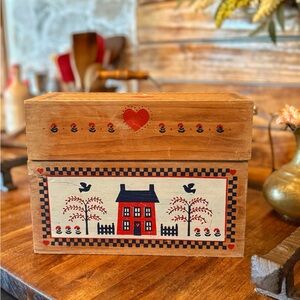 Hand-Painted Decorative Wooden Trinket Box with Heart Motif
